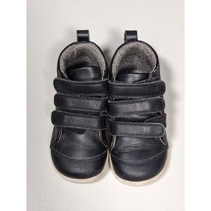 Bobux Little Kid's Ankle High Toddler Leather Sneaker Velcro Black Size 22